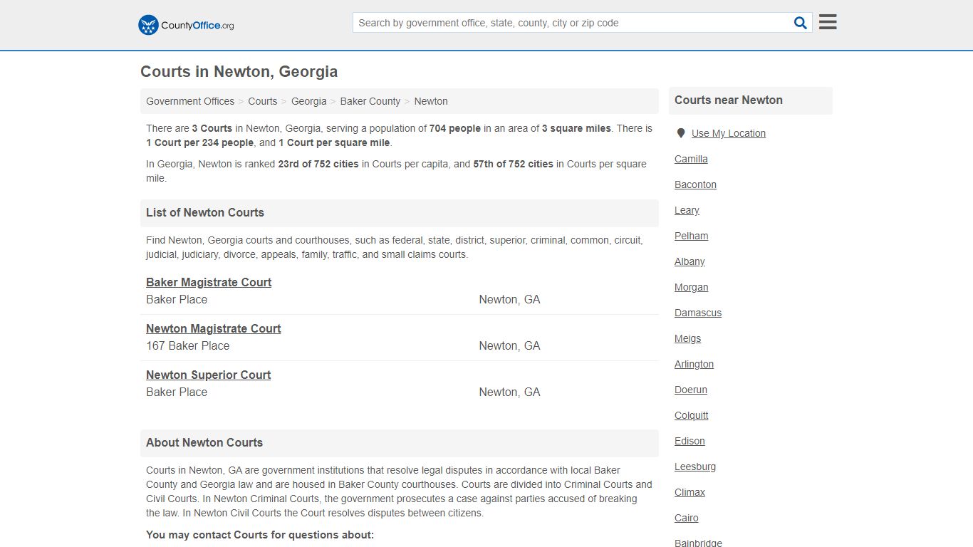 Courts - Newton, GA (Court Records & Calendars) - County Office